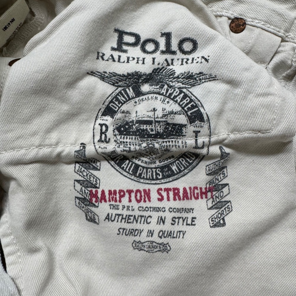 Polo Ralph Lauren Hampton Straight Jeans Mens 32x30 White Denim Stretch - Picture 4 of 8